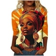 thumbnail image 2 of Wancir Black History 3/4 Sleeve T-Shirts for Women African Shirts Crew Neck Black History Month 3/4 Sleeve 2024 Blouses Top, 2 of 5