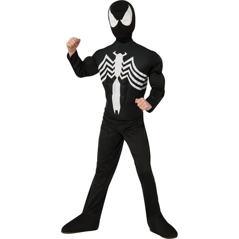 Venom Costume Boys Black Spider Man Deluxe Child Kids Youth Muscle