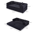 thumbnail image 2 of Convertible Sleeper Sofa Bed with Pillow, Corduroy Folding Mattress Floor Sofa Lounge Couch for Living Room, Bedroom, Black, 2 of 7