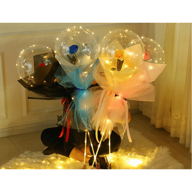 Led Rose Balloons, Transparent LED Light Up Balloons, Helium Glow Bubble  Balloons with String Lights for Party Birthday Wedding Festival Decorations  