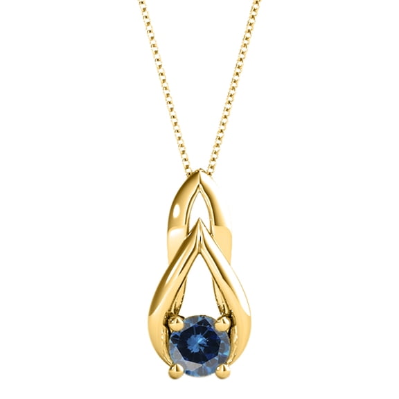 Aonejewelry 0.25 Carat Natural Blue Diamond Tear-Drop Pendant Necklace For Woman Crafted In 10k Rose White and Yellow Gold With 18 Gold Plated Over 925 Sterling Silver Box Chain