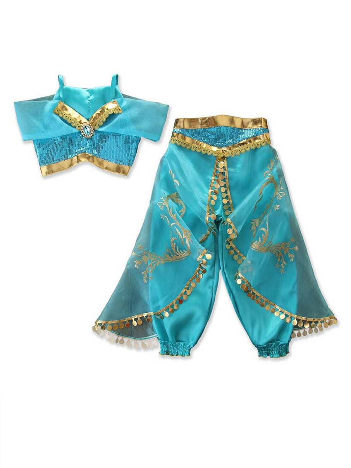Halloween Kids Aladdin Costume Cosplay Outfits Girl Princess Jasmine Fancy Dress