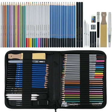 KINSPORY 50 Pack Colored Sketching Pencil Art Set in Zipper Case, Gift for Beginners Kids Artists