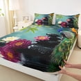 thumbnail image 3 of jejeloiu Beauty Peacock Full Size Sheets,Rustic Flowers Bed Sheets,Zoo Animal Sheet Sets For Men Women,Microfiber Bedroom Decor,4-Piece, 3 of 7