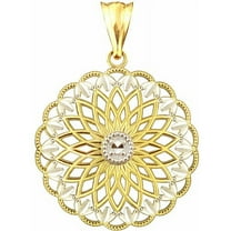 US GOLD 10kt Gold Antique Filigree Disc Charm Pendant