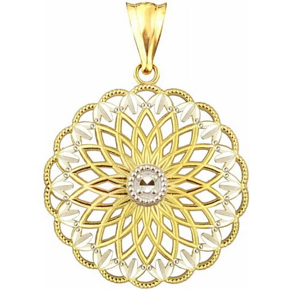 US GOLD 10kt Gold Antique Filigree Disc Charm Pendant