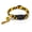 Golden, variant on Adjustable Striped Pet Collar with Bell & Pendant - Durable Polyester, No Battery Needed, Perfect for Weddings & Special Occasions, Fits Cats & Small Dogs, White with Colorful Stripes & Golden Accent