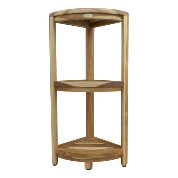 EcoDecors SnazzyCorner 32" Teak Wood 3-Tier Corner Shelf in EarthyTeak Finish