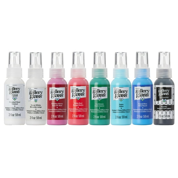 Gallery Glass Holiday Stained Glass Paint Kit, 8 Piece Set Perfect for DIY Arts and Crafts Projects