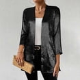thumbnail image 7 of KTFgvq Women's 3/4 Sleeve Cardigan, Open Front Party Outerwear, Shiny Casual Jacket for Party Night Out Casual, Black L, 7 of 7