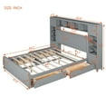 thumbnail image 4 of Queen Size Platform Bed, Solid Wood Bed Frame with All-in-One Cabinet, Shelves, USB Port, Sockets, 4 Storage Drawers, Multifunctional  Platform Bed Frame for Bedroom, Guest Room, Apartment, Gray, 4 of 9