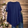 thumbnail image 2 of Classic Plus Size Blouse Women's Round Neck Short Sleeve Decorative Button Front Casual Everyday Top, 2 of 8