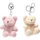 thumbnail image 1 of Paquete de 2 llaveros de oso de peluche, colgante de llavero de animal de peluche Kawaii, colgante de bolso de llavero de animal rosa beige 11cm, 1 of 4