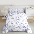 thumbnail image 2 of Homewish Cute Bow Knot Queen Comforter Set,Kawaii Stars Loves Bedding Sets,Blue Bowtie Bedding Comforter Set For Kids,Breathable Home Decor Reversible,3-Piece, 2 of 8