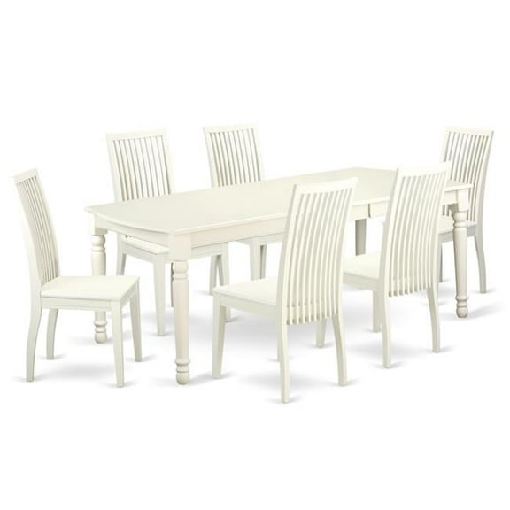 East West Furniture DOIP7-LWH-W 7 Piece Kitchen Tables & Chair set, Linen White