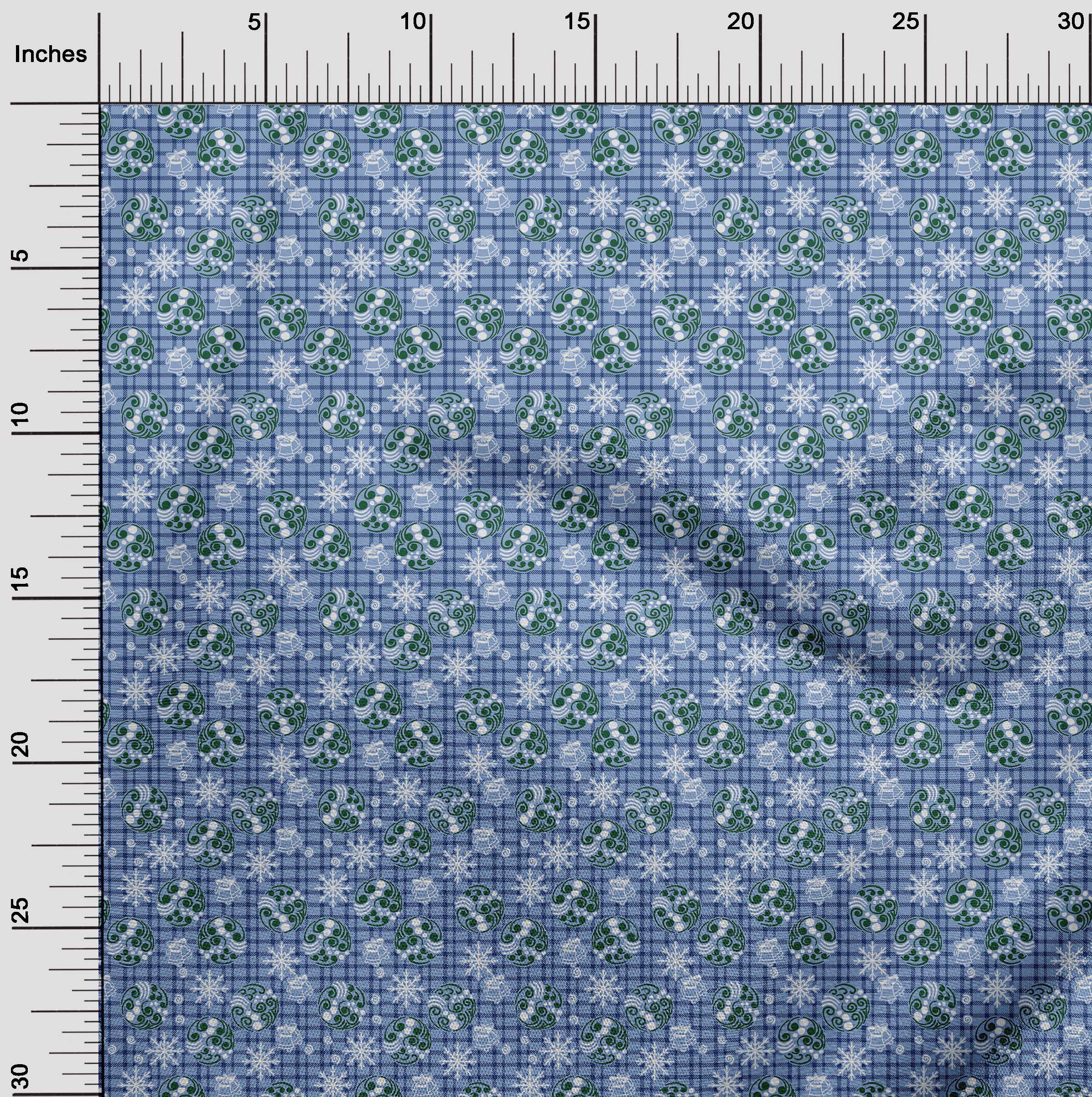 oneOone Velvet Medium Blue Fabric Christmas Craft Projects Decor Fabric Printed By The Yard 58 Inch Wide