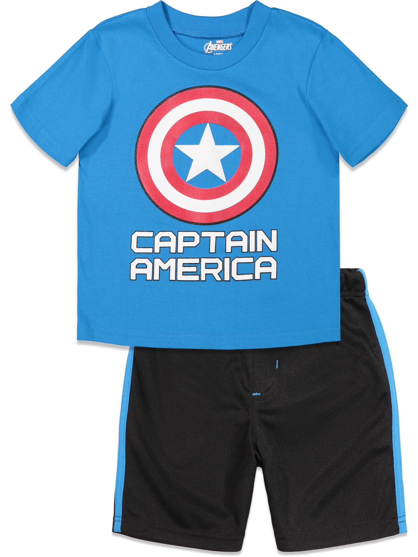 Boys Kids Sun Suit T Shirt Shorts Set 2 Pc Captain America Size 4 5 6 7 8 9 10 