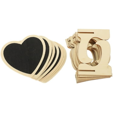 10pcs Heart Shaped Wooden Chalkboard Boards Reusable Chalkboard Signs with Stand