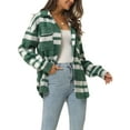 thumbnail image 4 of INSPIRE CHIC Womens' Fall Winter Button Front Closure Long Sleeve Plaid Jacket with Pockets L Green, 4 of 6