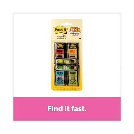 Arrow Message 1" Page Flags, 200 "Sign Here", 48 Arrow, Four Colors, 248/Pack | Bundle of 2 Packs