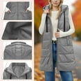thumbnail image 2 of QSAWXQZ Women's Long Puffer Vest Solid Stand Collar Sleeveless Zip Up Jackets Coat with Pockets for Winter Gray M, 2 of 9