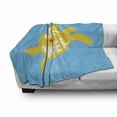 thumbnail image 2 of Summer Soft Flannel Fleece Throw Blanket, Love Lettering on a Turtle Ocean Animals Vacation Sunbathing Relaxation, Cozy Plush for Indoor and Outdoor Use, 50" x 70", Mustard and Sky Blue, by Ambesonne, 2 of 5