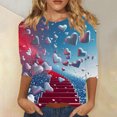 thumbnail image 2 of Womens Romantic Tops Cute Glitter Heart 3D Printed 3/4 Sleeve Tshirts Basic Tee for Valentines Days, 2 of 5
