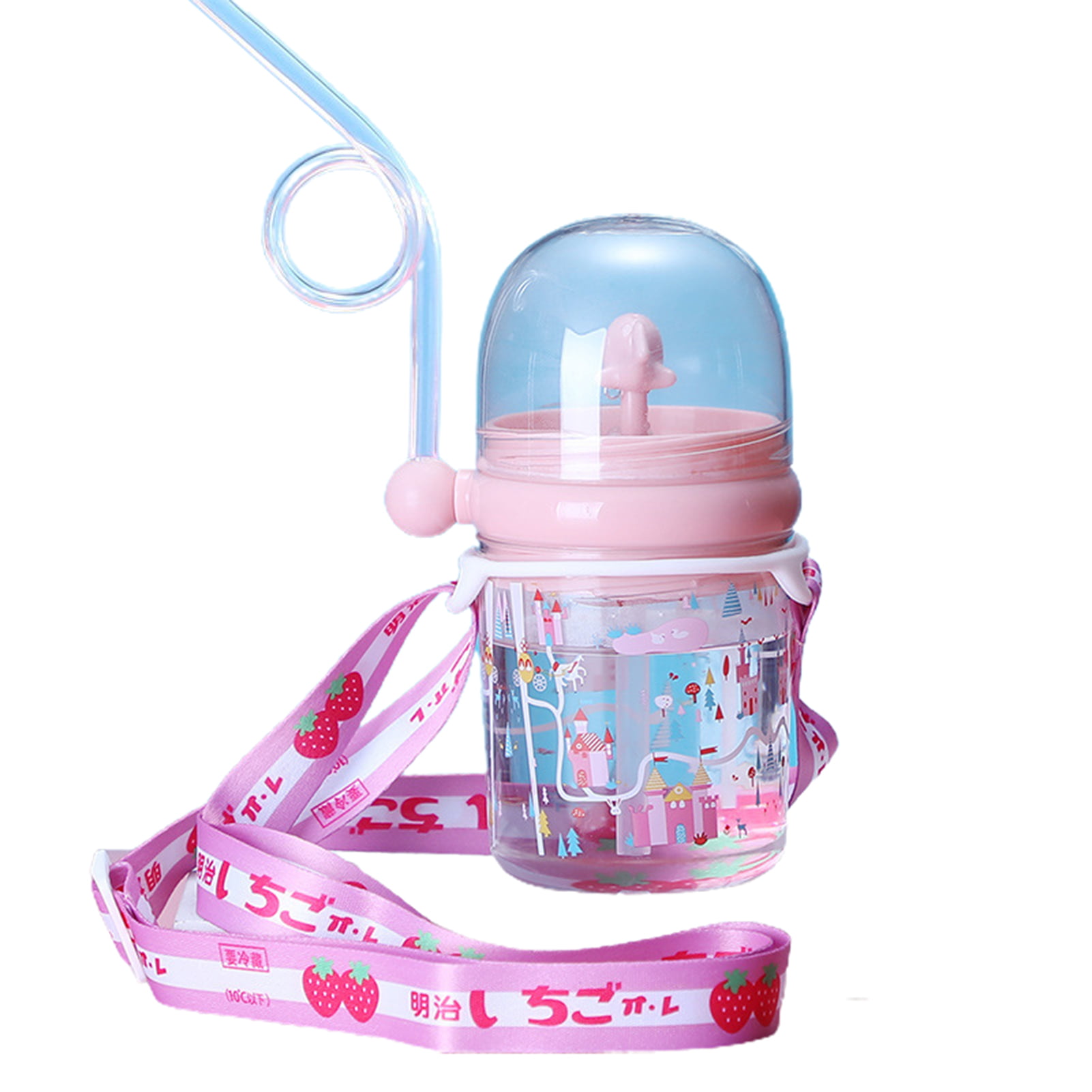 Cute Sippy Cup for Babies, Cartoon Kids Drop-proof Whale Spray Drinking Cups with Straw, Outdoor Portable Children Water Bottle Baby Feeding, Blue