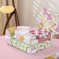 thumbnail image 5 of Homewish Cartoon Rabbit Silhouette Zipper Twin Comforter Sets with Fitted Sheet and 2 Pillowcases,Pink White Geometric Checkered Zipper Bedding Set For Teens,Reversible,4-Piece, 5 of 7