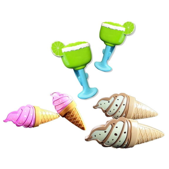 3 Set (6 Ct) Lemon Cup, Pink Ice Cream, White Ice Cream Beach Towel Clips Jumbo Size for Beach Chair, Cruise Beach Patio, Pool Accessories, Household Snacks Clip, Baby Stroller Clips by C&H Solutions