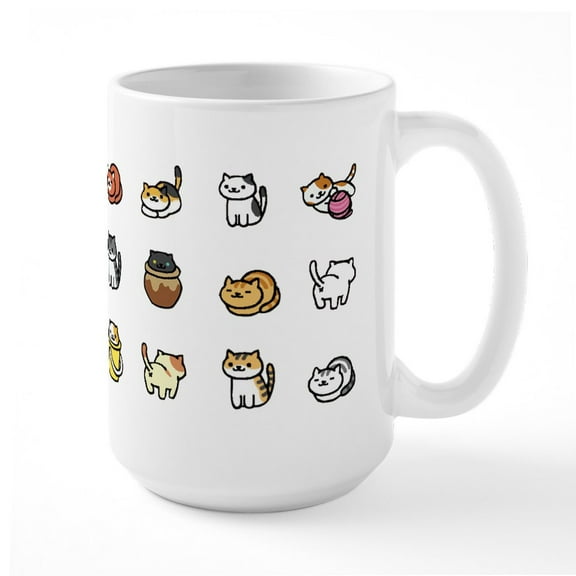 CafePress - Neko Atsume Mugs - 15 oz Ceramic Large White Novelty Mug