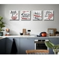 thumbnail image 2 of Kitchen Wall Decor - 4 Pieces Red Kitchen Wall Art Funny Kitchen Rules Songs Vintage Canvas Print Artwork Set for Dining Room, Coffee Bar, Bakery Decor Stretched and Framed Ready to Hang 12"X12"X4, 2 of 6
