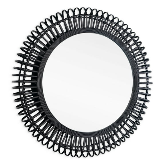 Reina 31" Black Bamboo Wall Mirror