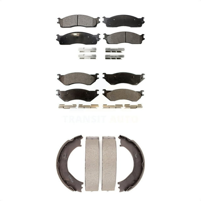 Transit Auto Front Rear Ceramic Brake Pads and Parking Shoes Kit for Car 2003-2005 Dodge Ram 2500 3500 KTN-100791