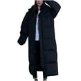 thumbnail image 2 of Dwaogom Women's Winter Cotton Coat Long Knee Length Loose Thickened Hooded Coat Cotton Coat Women Teddy Bear Coat Button Down Shirt Dress Pocket, 2 of 6