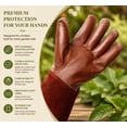 thumbnail image 3 of Long-Gardening-Gloves for Women/Men - Thorn Proof Cowhide Leather Rose/Blackberry Pruning Heavy Duty Gloves Thick Palm Gauntlet Garden Work Gloves with Forearm Protection (Brown-X-Large), 3 of 8