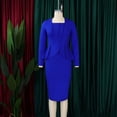 thumbnail image 4 of AURA Plus Size Pencil Dress Square Neck Ruffle Detail Long Sleeve High Waist Midi S-XXXL, 4 of 8