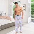 thumbnail image 7 of Soft Flower Pattern Men's Lightweight Pajama Bottoms Stretch Elastic Waist Side Pockets Spring Fall, 7 of 7