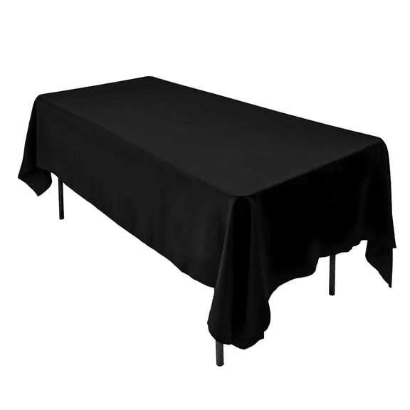 ARLAJO 60 X 102-Inch Rectangular Polyester Tablecloth Black Cloth Tablecloth- Black