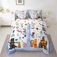 thumbnail image 2 of Feelyou Blue Ghost Skeleton Bedding Comforter Set 7 Pieces, Cartoon Sugar Halloween Full Bedding Set, Teen Boy Girl Kid Reversible Fitted Sheet Flat Sheet, Super Cozy Room Decor, 2 of 7