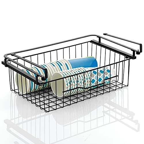 mDesign Large Metal Wire Hanging Pullout Drawer Basket Sliding Under