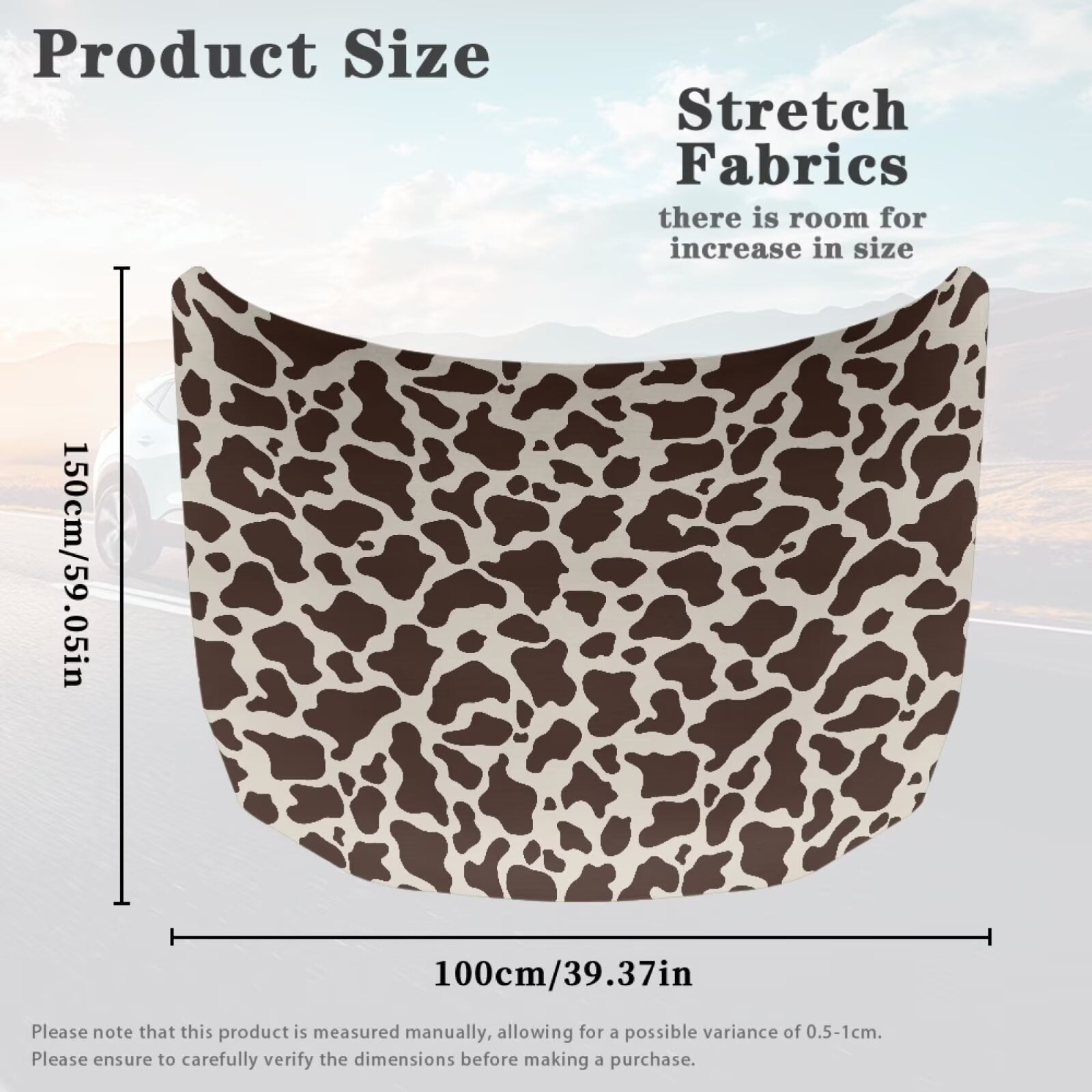 Uorisanigo Car Hood Covers for Automobiles, Universal Brown Cow Print Car Hood Cover Suitable for Most Vehicles Sedans Trucks, Cars Hoods Cover Protectors Film