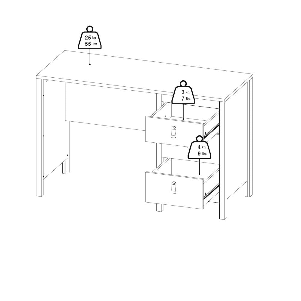 Tvilum Madrid Home Office Writing Desk with 3 Storage Drawers for Adults, Black Matte