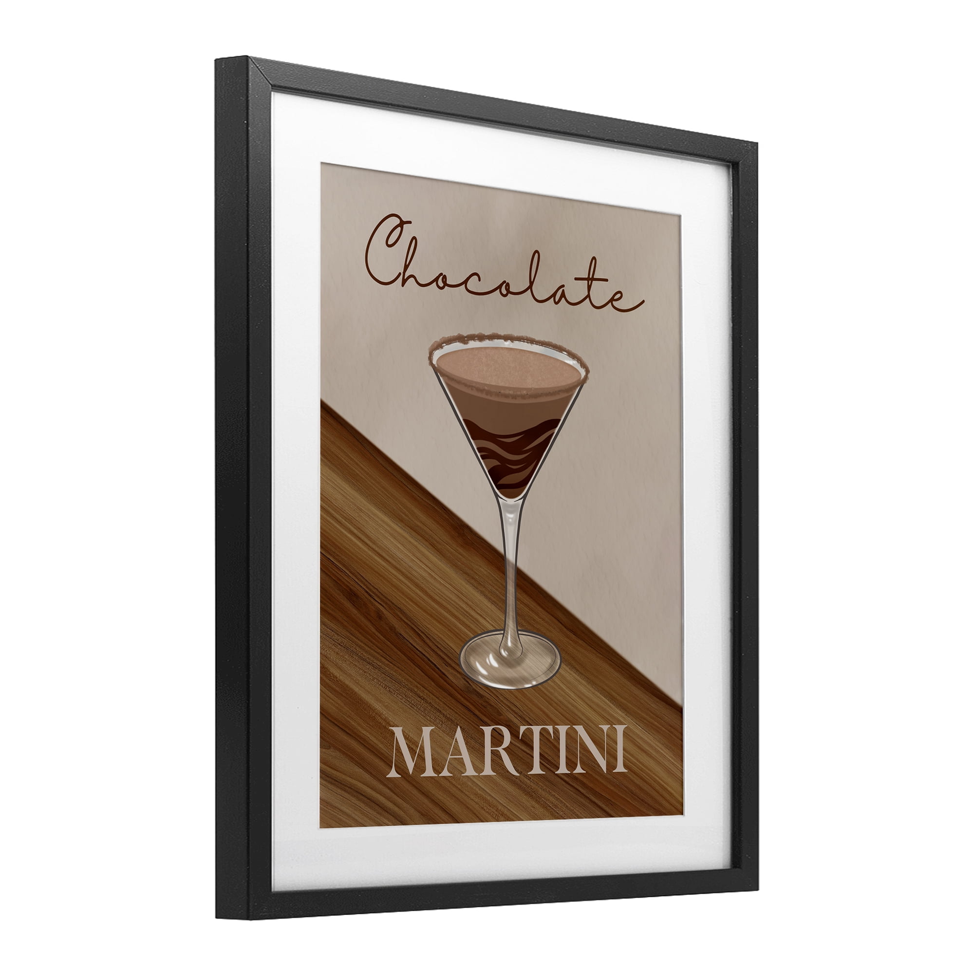 Stupell Industries Chocolate Martini on Brown Black Framed Print Under Glass, design by Marcus Prime