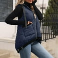 thumbnail image 6 of Womens Puffer Vests Sleeveless Casual Loose Fitted Winter Warm Lightweight Stand Collar down Jacket Color Block Coats New Plus Size Jacket for Women Navy L, 6 of 9