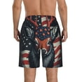 thumbnail image 3 of KLL Modern USA Deer Head Men's Casual Summer Beach Shorts Hawaiian Shorts with Pockets-Small, 3 of 5