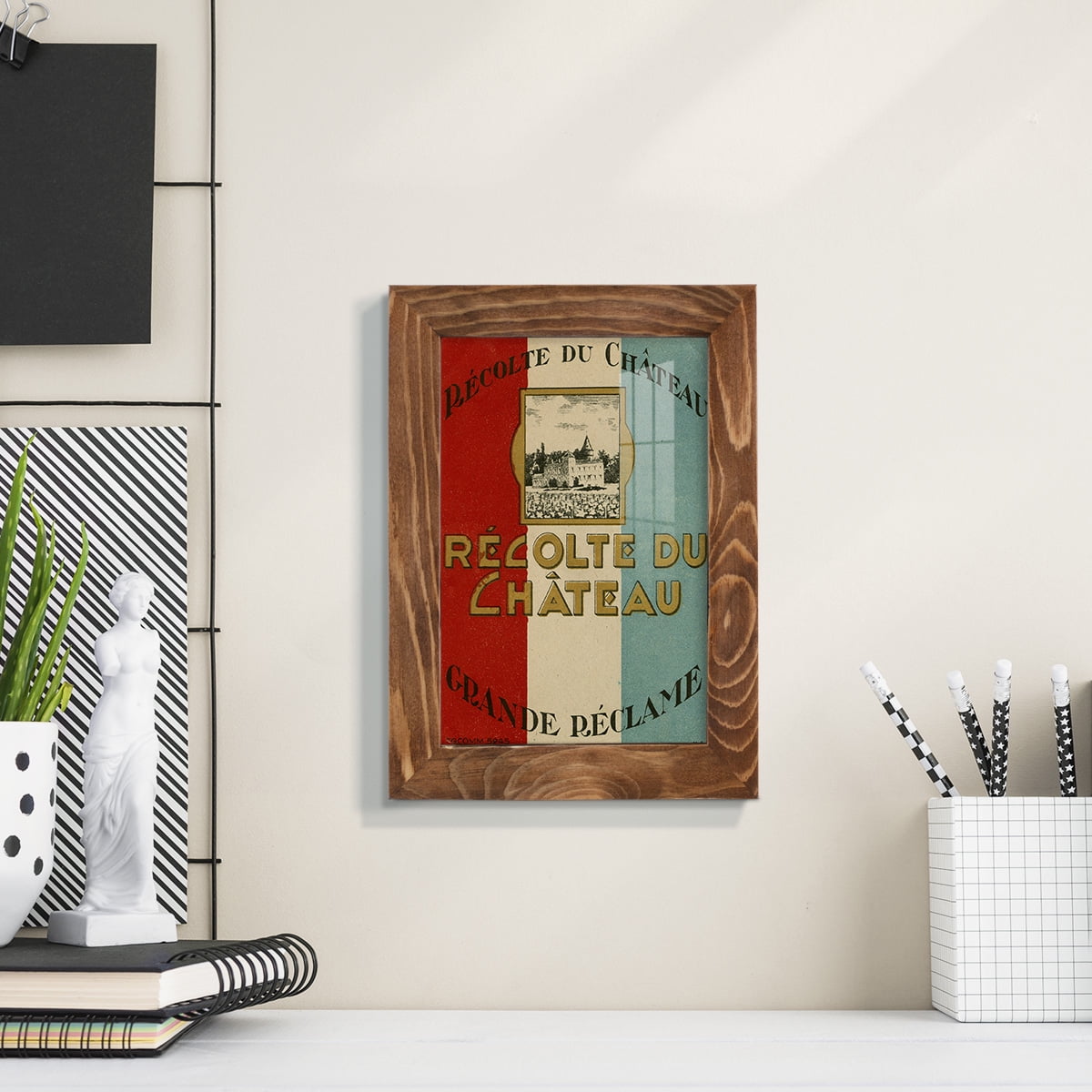 Recolte Du Chateau -Framed Print w/glass-Walnut