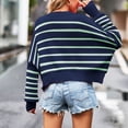 thumbnail image 7 of Amidoa Blue Sweaters for Women Long Sleeve Striped Pullover Cozy Crop Loose Sweaters Cardigans for Women S, 7 of 7