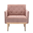 thumbnail image 4 of Velvet Accent Chair,Tufted Upholstered Single Sofa Chair with Armrest,Reading Chair with Padded Seat Cushion & Backrest,Lounge Chair with Rose Golden Tapered feet,for Living Room Bedroom, 4 of 9