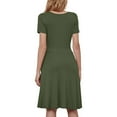 thumbnail image 4 of Summer Dresses for Women Under $10 Fashion Dress Solid Casul V-Neck Knee-Length Short Sleeve Long Dress, 4 of 8